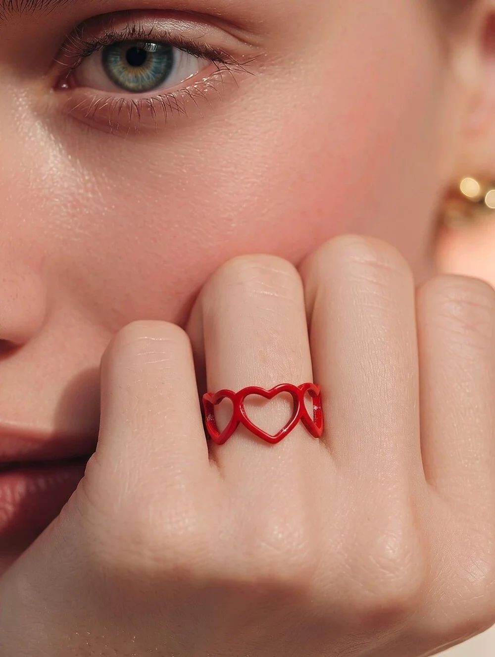 Heart-Shaped Hollow Adjustable Ring – Red Cutout Love Ring | Adjustable Y2K Cute